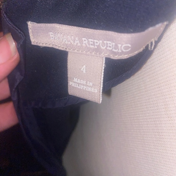 Banana Republic Solid Navy Blue Short Sleeve Flared Flounce Hem Dress - Picture 5 of 5